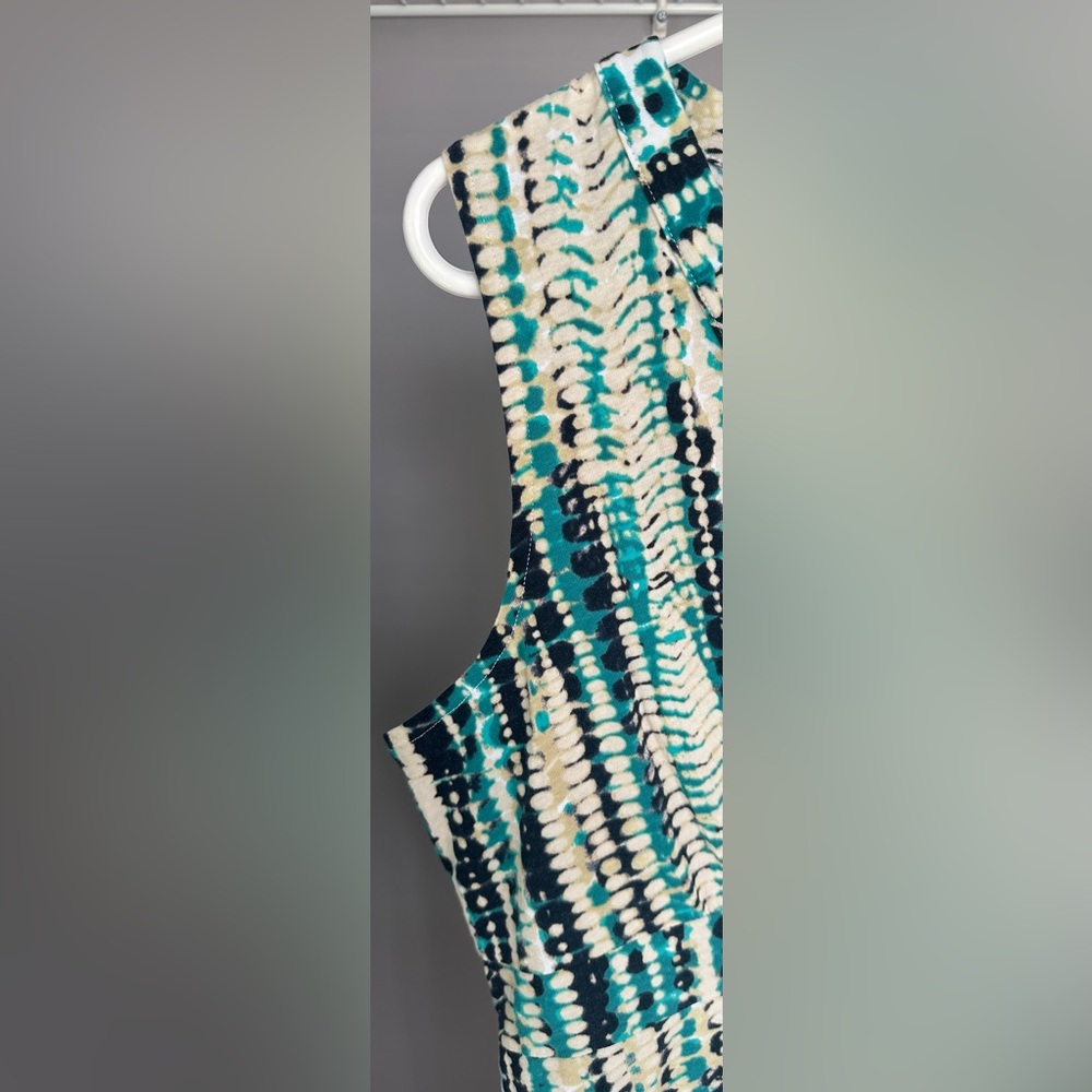 Calvin Klein Jeans Size LARGE Teal and Cream Sleeveless Dress - Picture 3 of 6
